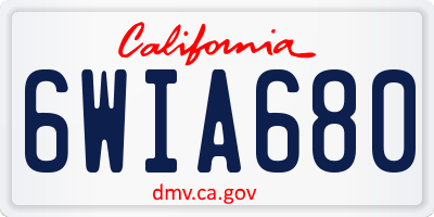 CA license plate 6WIA680