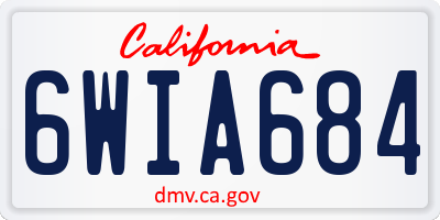CA license plate 6WIA684