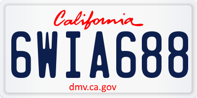 CA license plate 6WIA688