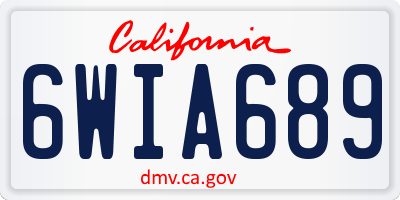 CA license plate 6WIA689