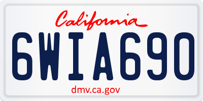 CA license plate 6WIA690