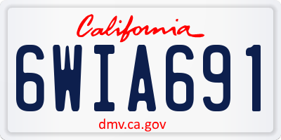 CA license plate 6WIA691