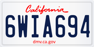CA license plate 6WIA694