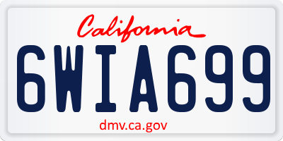CA license plate 6WIA699