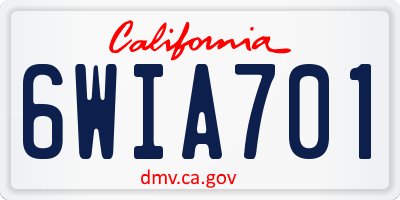 CA license plate 6WIA701