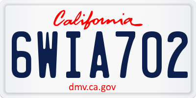 CA license plate 6WIA702
