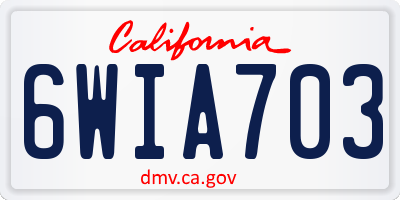 CA license plate 6WIA703