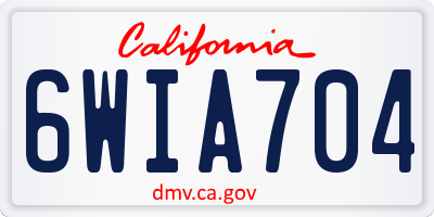 CA license plate 6WIA704