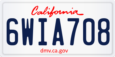 CA license plate 6WIA708