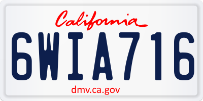 CA license plate 6WIA716