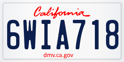 CA license plate 6WIA718