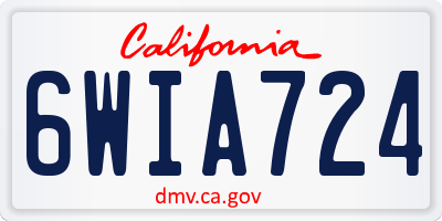 CA license plate 6WIA724