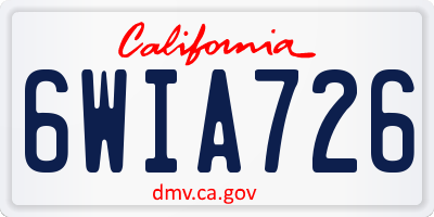 CA license plate 6WIA726