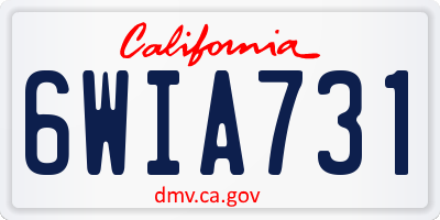 CA license plate 6WIA731