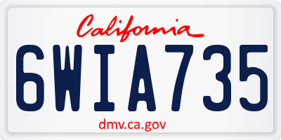 CA license plate 6WIA735