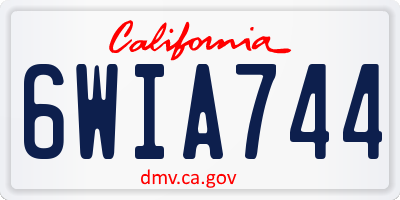 CA license plate 6WIA744