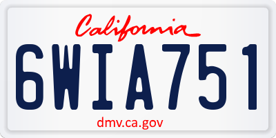 CA license plate 6WIA751