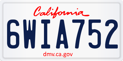 CA license plate 6WIA752