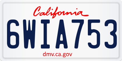 CA license plate 6WIA753