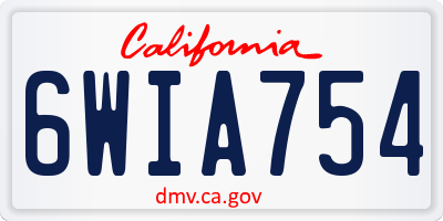 CA license plate 6WIA754