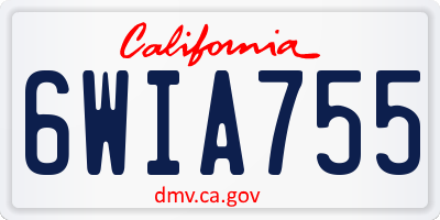 CA license plate 6WIA755