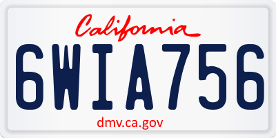 CA license plate 6WIA756