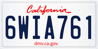 CA license plate 6WIA761