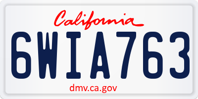 CA license plate 6WIA763