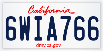 CA license plate 6WIA766
