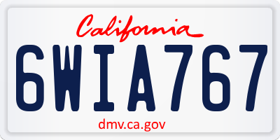 CA license plate 6WIA767