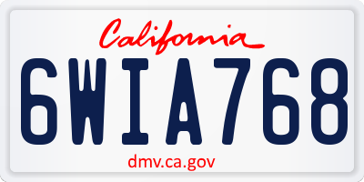 CA license plate 6WIA768