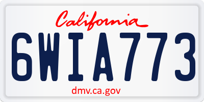 CA license plate 6WIA773