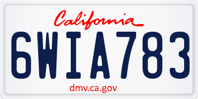 CA license plate 6WIA783
