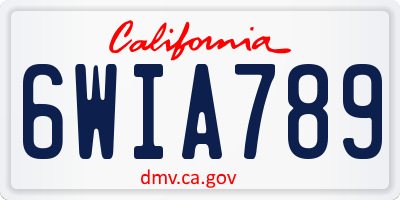 CA license plate 6WIA789