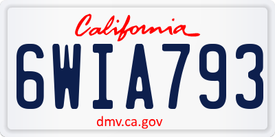 CA license plate 6WIA793