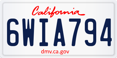 CA license plate 6WIA794