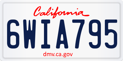 CA license plate 6WIA795