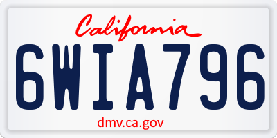 CA license plate 6WIA796