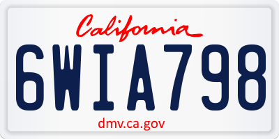 CA license plate 6WIA798