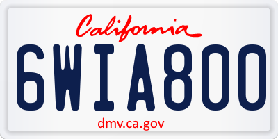 CA license plate 6WIA800