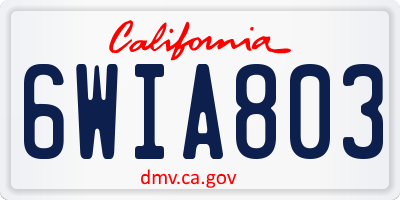 CA license plate 6WIA803