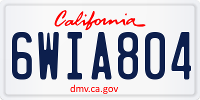 CA license plate 6WIA804