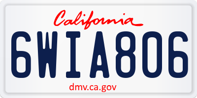 CA license plate 6WIA806