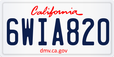 CA license plate 6WIA820