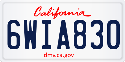 CA license plate 6WIA830