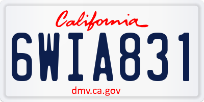 CA license plate 6WIA831