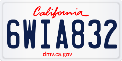 CA license plate 6WIA832