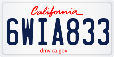 CA license plate 6WIA833