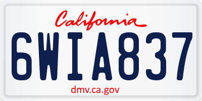 CA license plate 6WIA837