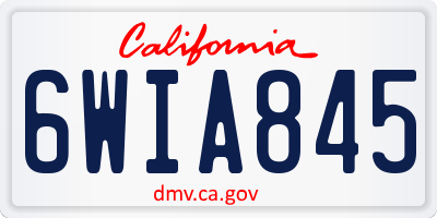 CA license plate 6WIA845